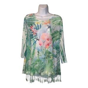 Impulse California parrot blouse sheer size L